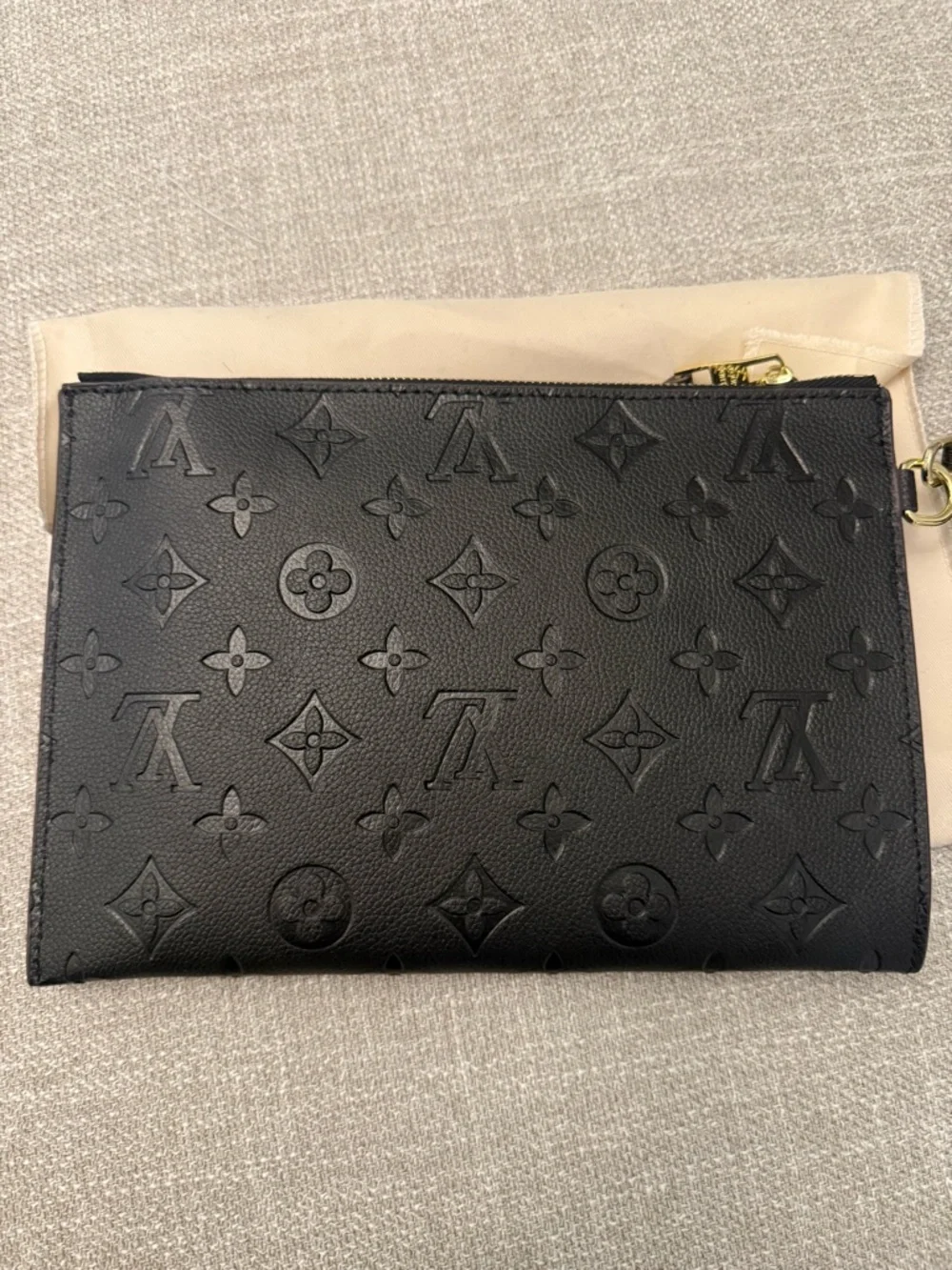 Louis Vuitton Black and Gold Zip Clutch Wristlet - Picture 3 of 7